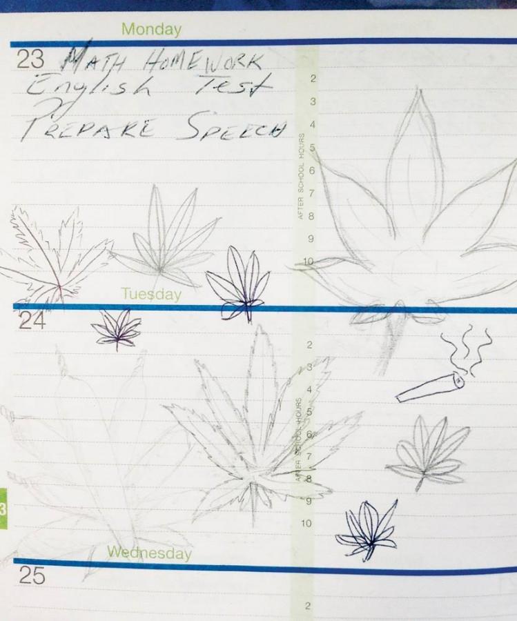 An average high schoolers doodle on their planner