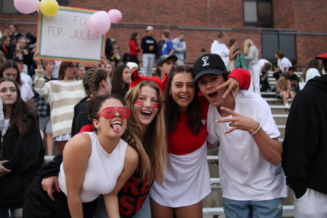Paloma Romero, Hazel Seashore, Ashley Forrest, and Renic Vincent posing for a picture at the powderpuff game on October 4 2022 homecoming week at DHS.
