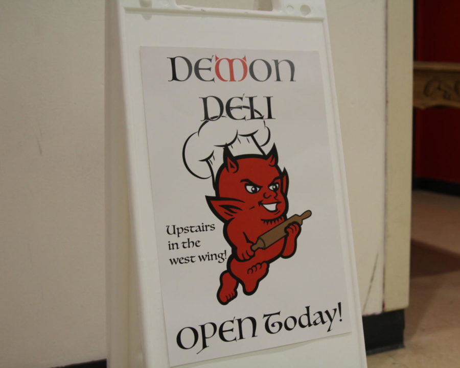 The Demon Deli sign can be found outside Durango High School every morning that school is open to remind students to go support the culinary class by buying a tasty treat. 