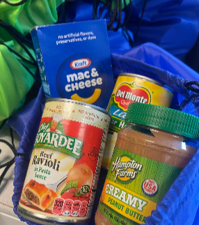 Food in a backpack distributed by Manna Soup Kitchen