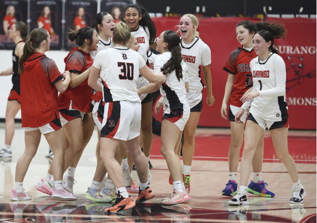 The girls basketball team in the 2024-2025 season. Photo taken by Jerry McBride for the Durango Herald. 